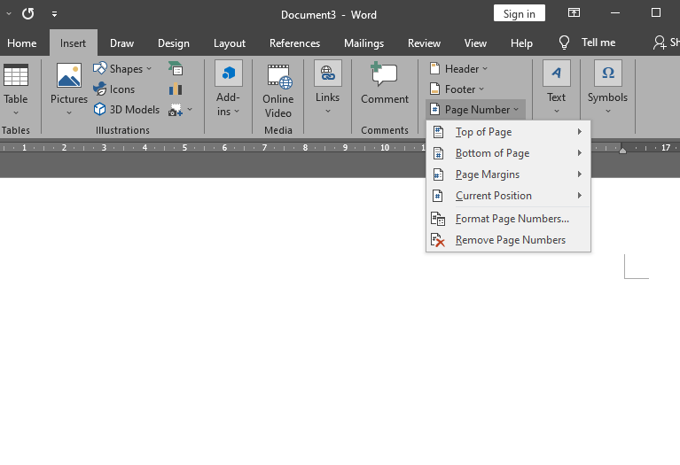 cara membuat nomor halaman di word