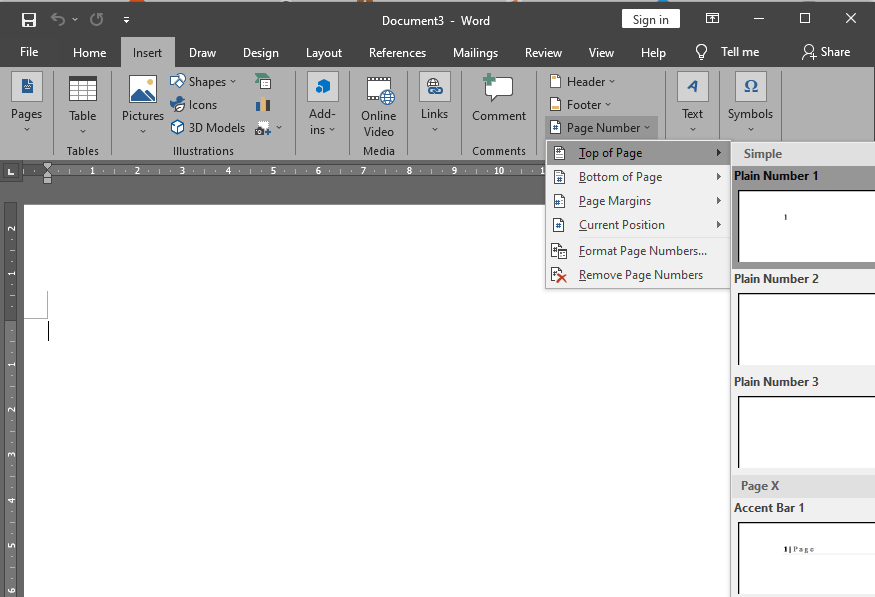cara membuat nomor halaman di word