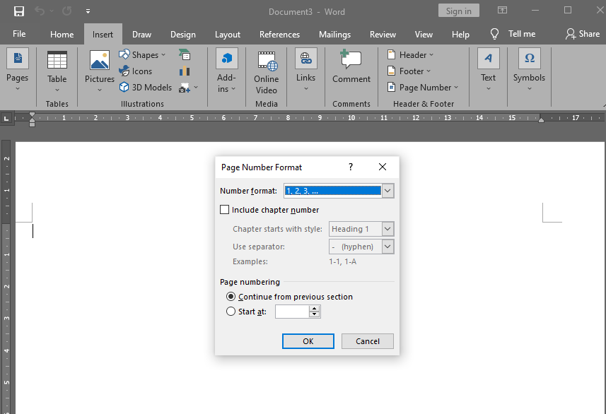 cara membuat nomor halaman di word